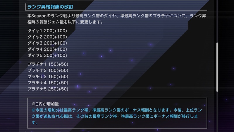 シーズン14 ランク戦報酬増加