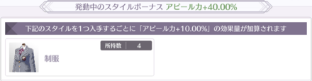 特定のスタイルを所持しているとアピール力上昇
