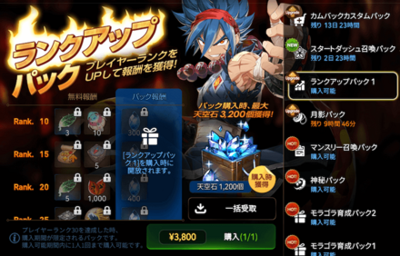 課金パック、ランクアップパックの画像