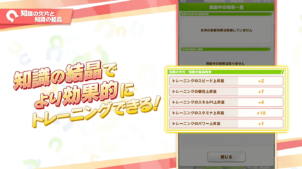 知識の欠片や結晶でトレーニング性能アップ