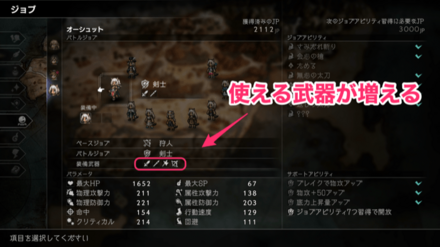 使用武器の増加