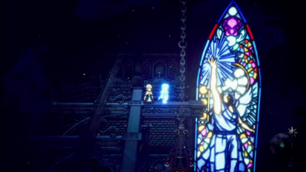 梯子を登った天井の細い足場奥