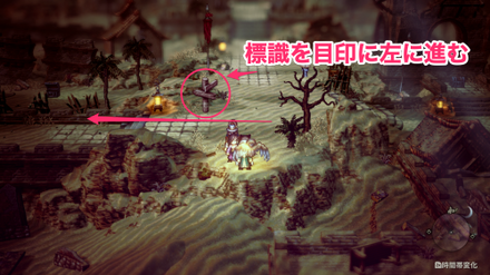 標識を左に進む