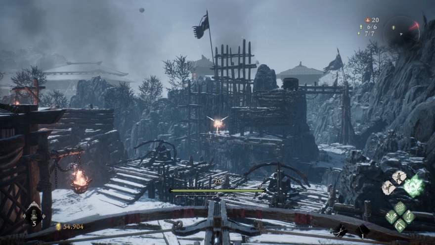 弩で破壊できる木の柵がある