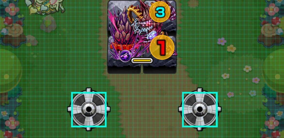 4発のキャノンベースでゴーレムを倒す