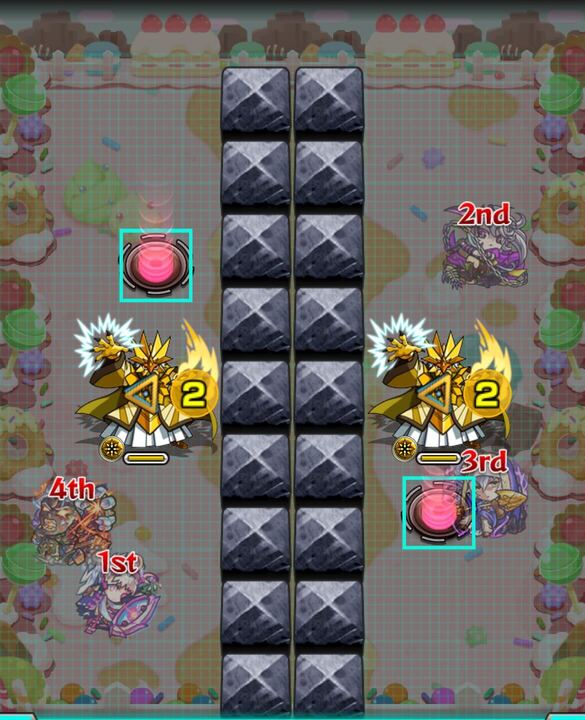 敵の弱点とテレポトンネルの中心を結ぶように弾く