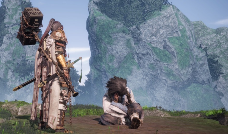 座り込んでいる天柱衆