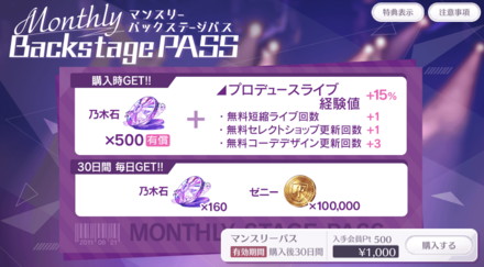 マンスリーバックステージパス