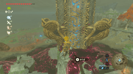 足場から塔に飛び移る