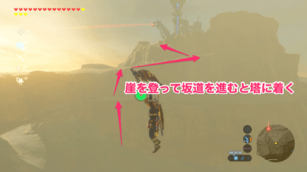 ゲルドキャニオン入り口付近の崖を登る