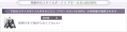 特定のスタイルを所持しているとアピール力上昇