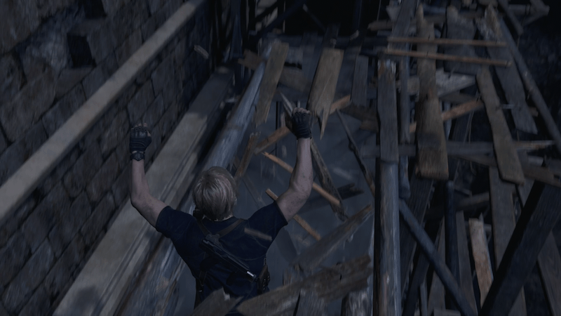 屋上の木の橋は歩いて進む