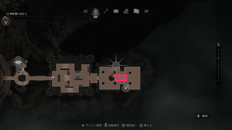 ゴンドラ近くにある扉から領主の間へ向かう