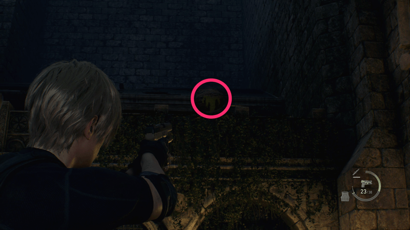 商人の近くにある巣を撃ち落として宝石を入手