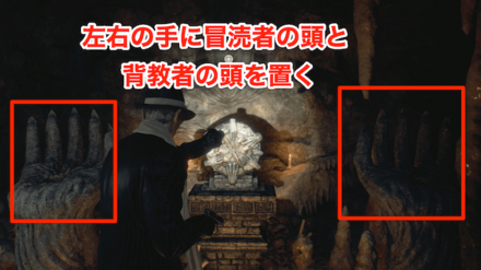 左右の手に頭を置く