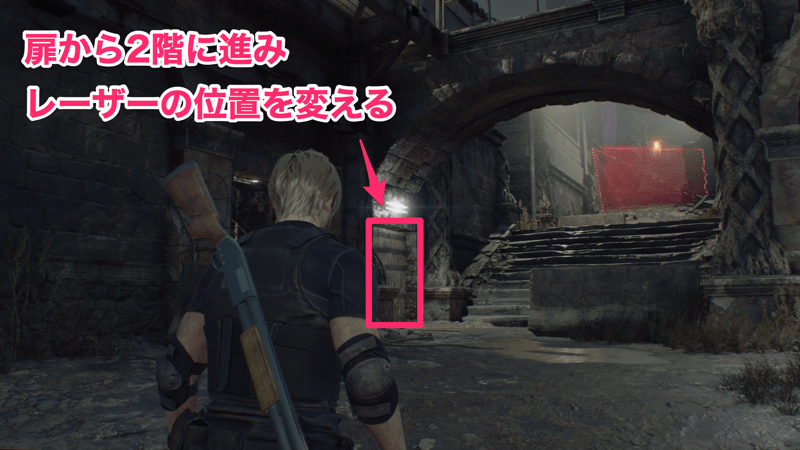 レーザーポインターの位置を変えて進む