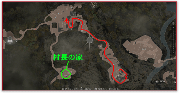 教会〜中央広場の攻略のマップ