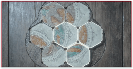 六角形のピースと石台座