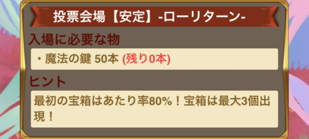 魔法の鍵を消費して「投票会場」に挑戦する