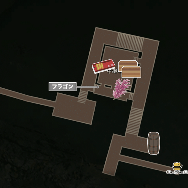 中継地点のマップ