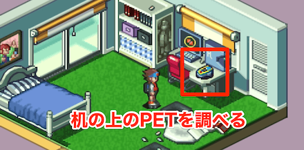 机の上のPETを調べる