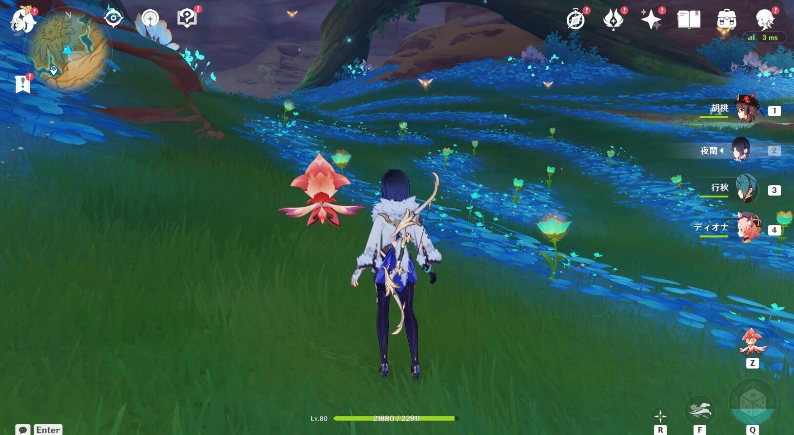 ソルシュで花の付近を旋回するだけ