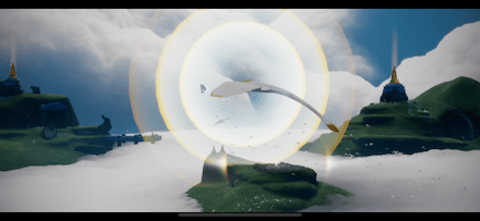 光るマンタに乗って上の島へと進む