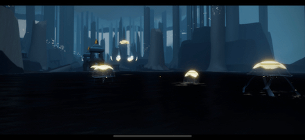 光るクラゲを足場にして登る