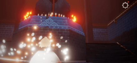 中の蝋燭に火を灯す