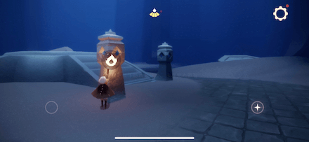 灯籠に火を灯して中央のエレベーター作動させる