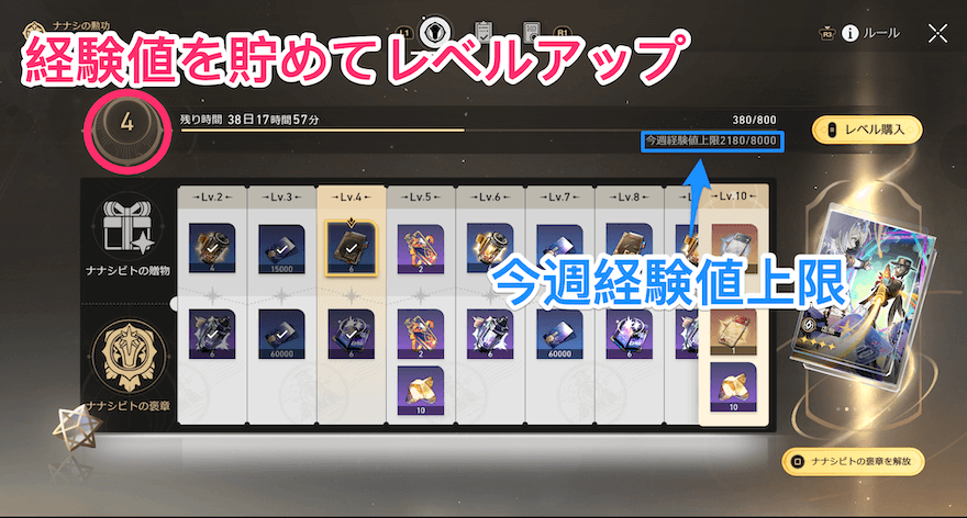 ナナシの勲功 経験値