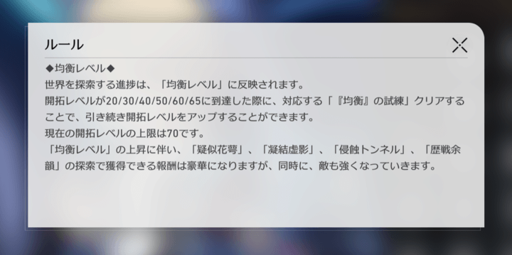 均衡レベルについて