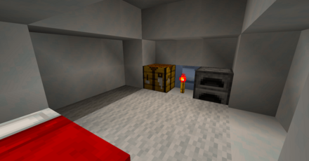 かまどとベッドが設置されている