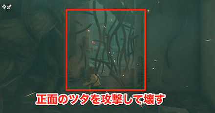 ツタを壊して先へ進む