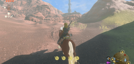 鳥望台が見えたら馬を降りて崖を登る