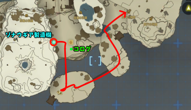 堅穴の洞窟までのルート