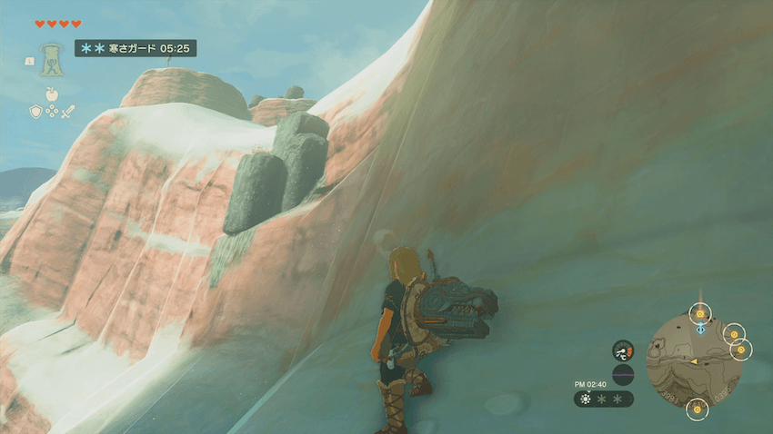 鳥望台がある崖に向かってパラセールで飛ぶ