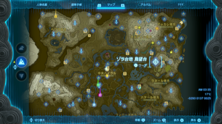 ゾラ台地鳥望台のマップ画像