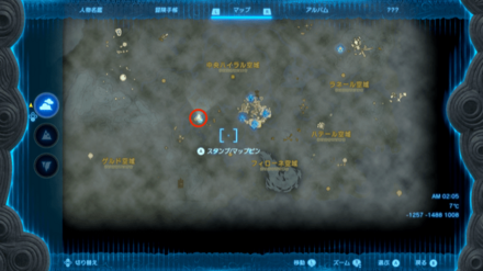 ジノドカオの祠の受注場所マップ