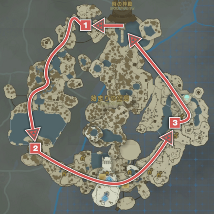 始まりの空島の3つの祠