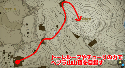 ヘブラ山山頂までのルート