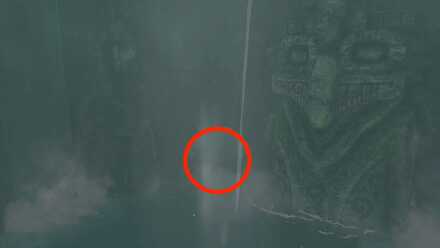 3ヶ所から湯を流すと像の裏の隠し通路が出現する