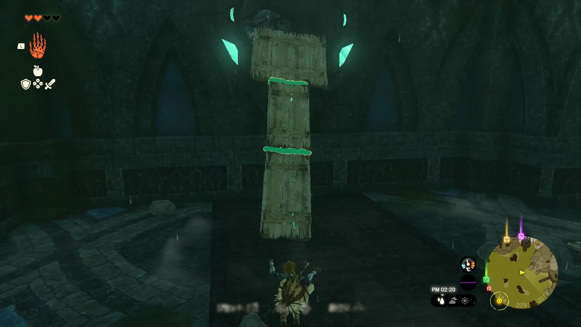 板をつなげて岩を壊しにいく