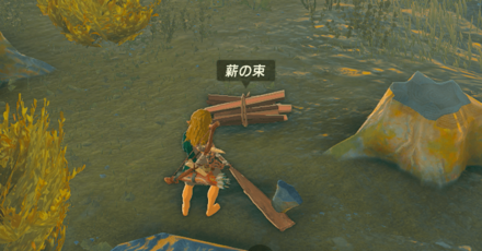 倒木を切って薪にする