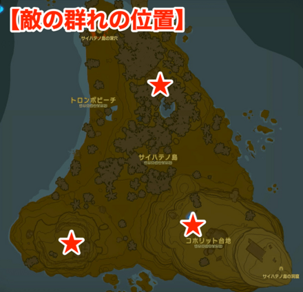 敵の群れの位置