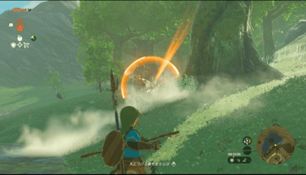 リスを弓で倒しているリンク