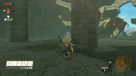 闘技場の1階の奥側に着陸する