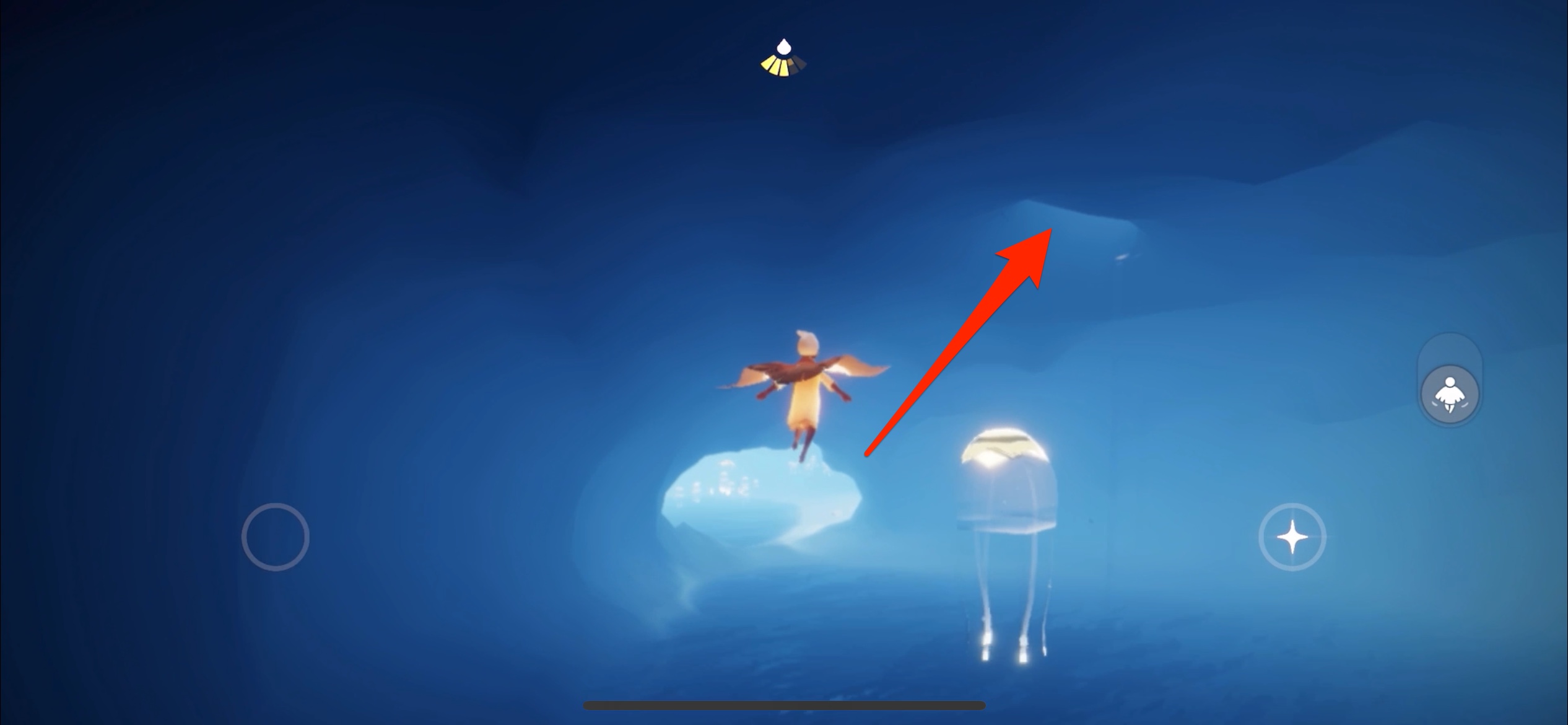 上の穴から地上に出る