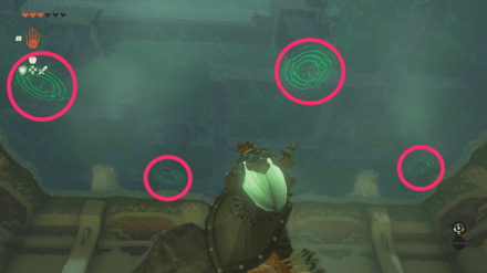 緑色の模様×4の位置を確認する