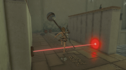 レーザーを通り抜け、壁に隠れる